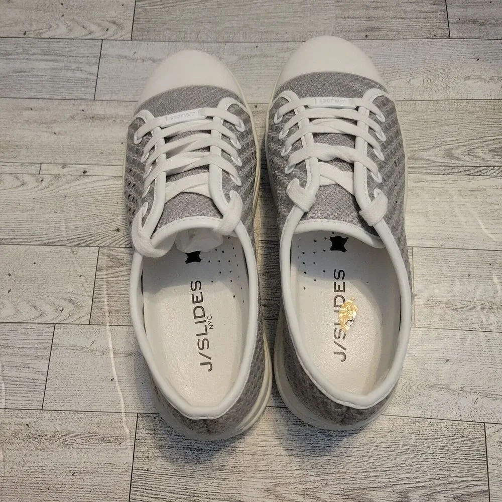 J Slides‎ NYC Shoes Womens 7 Gray Platform Lace Up Sneakers
